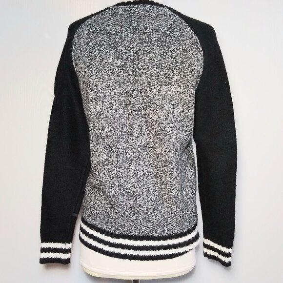 American Eagle Varsity Sweater Cardigan Zip Front Black & White size S - Picture 3 of 5